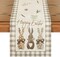 Buffalo Plaid Bunny Happy Easter Table Runner, Seasonal Spring Kitchen Dining Table Decoration for Home Party Decor 13x72 Inch